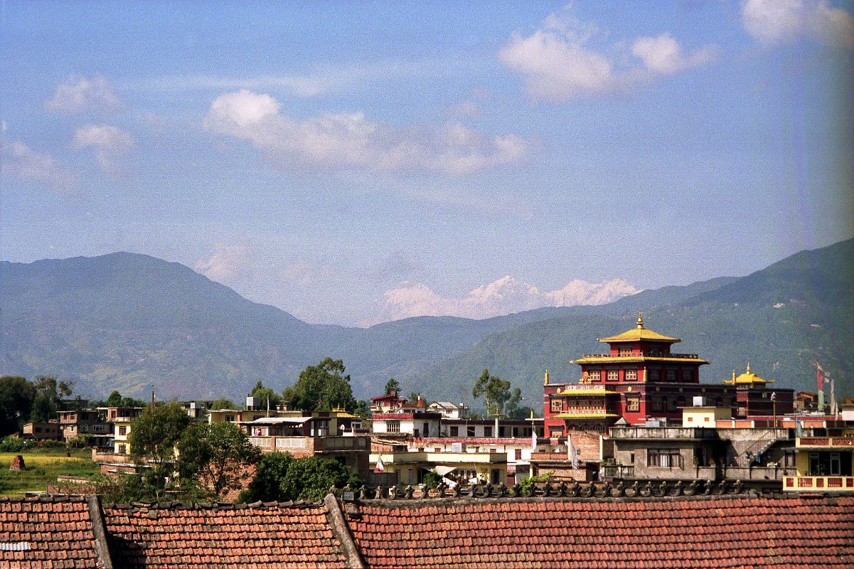 Kathmandu Boudhanath 20 Ganesh Himal On Skyline The Ganesh Himal is visible to the north west of Kathmandu from Boudhanath Stupa.